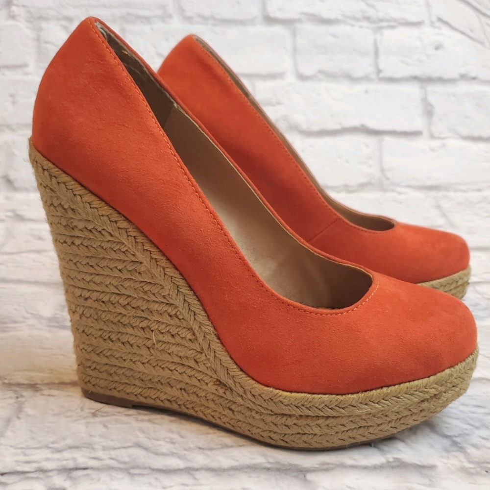 Orange Wedge Espadrilles